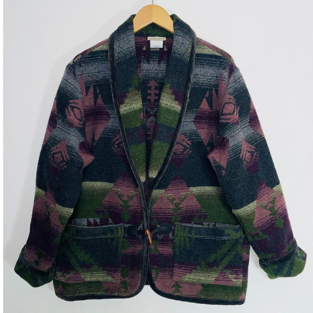 Coldwater Creek Wool Blend Southwestern Toggle Coat - Women's Size M - USA Made